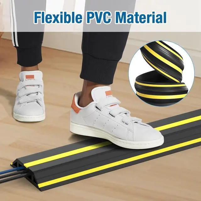 Alt view image 6 of 7 - 10 ft Floor Cable Cover Protector, Heavy Duty PVC Duct Easy to Unroll, Prevent Trip Hazard for Home Office or Outdoor Settings