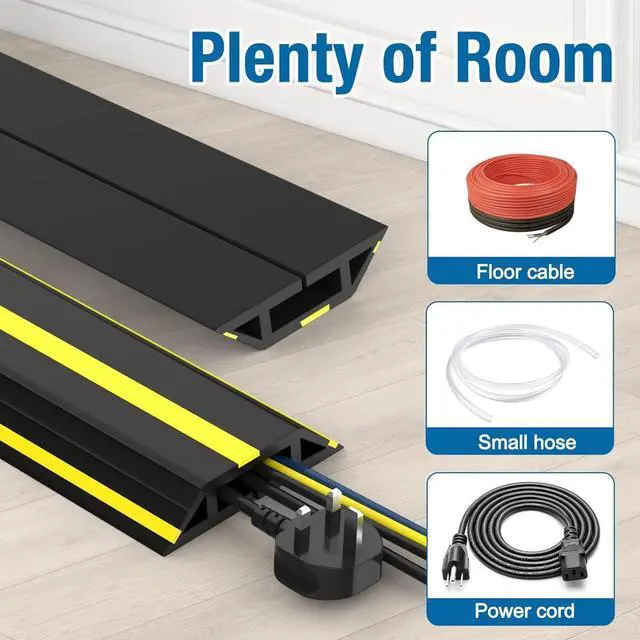 Alt view image 7 of 7 - 10 ft Floor Cable Cover Protector, Heavy Duty PVC Duct Easy to Unroll, Prevent Trip Hazard for Home Office or Outdoor Settings