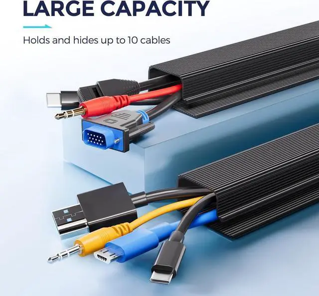 Alt view image 6 of 7 - for2 Pack Safe & Tidy Cable Management Solution - Protect Kids & Pets with Home & Office Cable Management Under Desk,Cable Organizer, Cable Management Kit,Cord Organizer for Desk, 15.7inX2