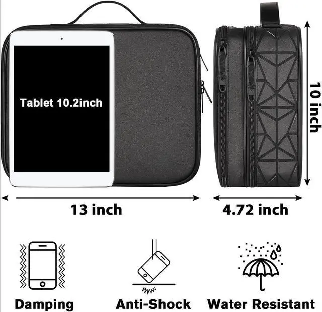Alt view image 4 of 7 - Cord Organizer Case with Adjustable Divider, DJ Cable File Bag for DJ Gear, Sound Instrument and Music Equipment Accessories, Shockproof Portable Double Layer Cord Bags, Black
