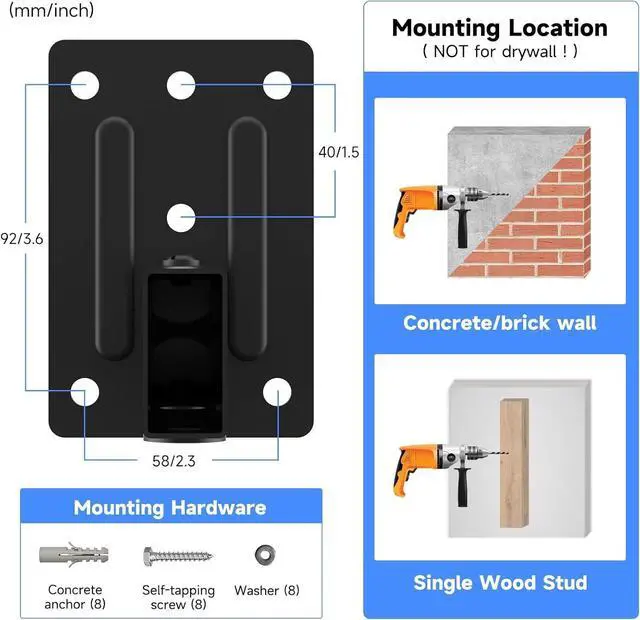 Alt view image 6 of 7 - FOR Speaker Wall Mounts, Dual Speaker Stands for Surround Sound Speakers, Universal Bracket, Tilt Swivel Shelves Up to 55lbs Black (2 Pack)