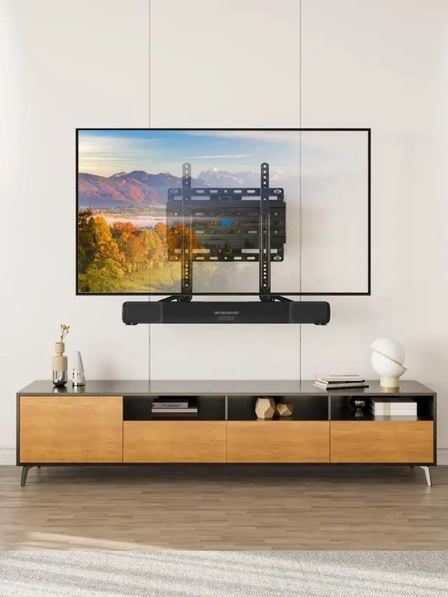 Alt view image 2 of 7 - Soundbar Mount Bracket for Mounting Above or Under TV Fits Most of Sound Bars Up to 15 Lbs, with Detachable Long Extension Plates MD5420
