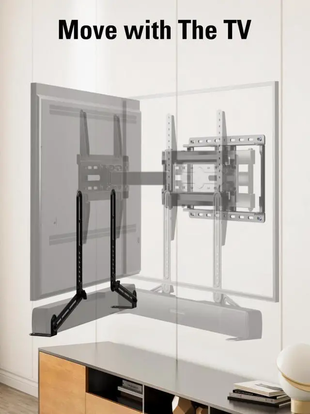 Alt view image 3 of 7 - Soundbar Mount Bracket for Mounting Above or Under TV Fits Most of Sound Bars Up to 15 Lbs, with Detachable Long Extension Plates MD5420