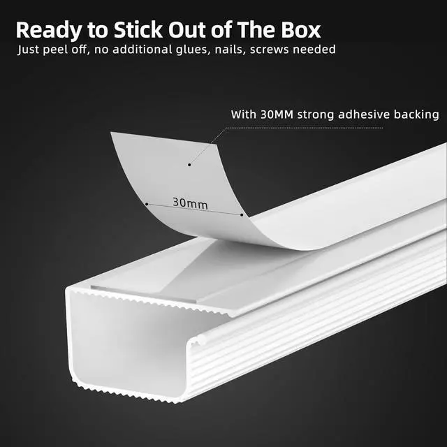 Alt view image 2 of 7 - FOR94.2 in Cable Management Under Desk,Easy Install Adhesive Mount Cord Hider,Cord Organizer,Wire Management,Wire Hider for Office Organization,Child & Pet Proof,White