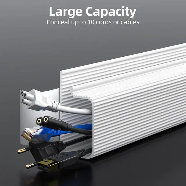 Alt view image 3 of 7 - FOR94.2 in Cable Management Under Desk,Easy Install Adhesive Mount Cord Hider,Cord Organizer,Wire Management,Wire Hider for Office Organization,Child & Pet Proof,White