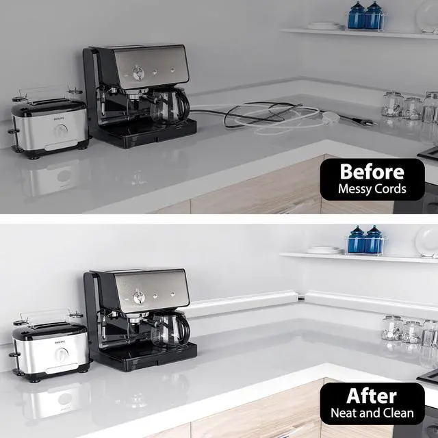 Alt view image 6 of 7 - FOR94.2 in Cable Management Under Desk,Easy Install Adhesive Mount Cord Hider,Cord Organizer,Wire Management,Wire Hider for Office Organization,Child & Pet Proof,White