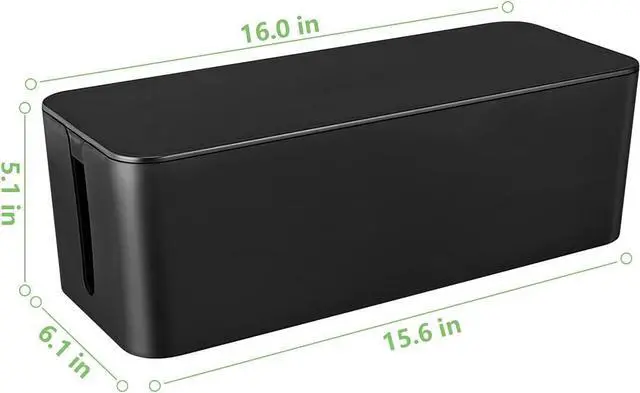 Alt view image 3 of 7 - Cable Management Box, Large Cord Organizer Box to Hide Power Strip & Under Desk,TV Computer Wires Cable Organizer Hider Box with Cable Clips&Reusable Cable Ties for Home/Office(Black)