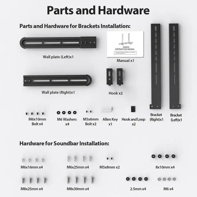 Alt view image 2 of 7 - FOR Universal Soundbar Mount, Sound Bar TV Bracket for Soundbar with Speaker, Fits 2 Installation Options, Removable No-Slip Base Holder Extends 3.46-6.06