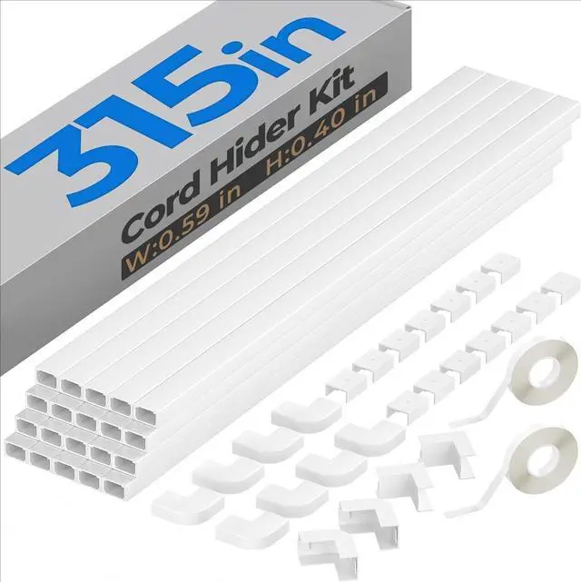 Main image of Cable Hider, 315in Cord Covers for Wires on Wall, One-Cord Cord Hider, Paintable Wire Hiders Wire Covers for Cords, Cable Management for Hiding 1-2 Small Wires, 20x L15.7 W0.59 H0.40in, White