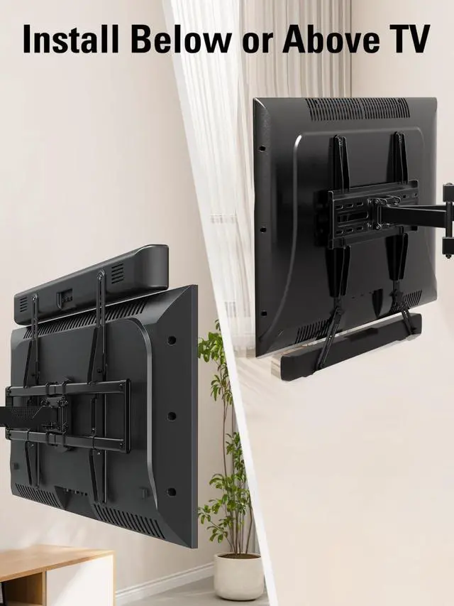 Alt view image 6 of 7 - Soundbar Mount Bracket for Mounting Above or Under TV Fits Most of Sound Bars Up to 15 Lbs, with Detachable Long Extension Plates MD5420