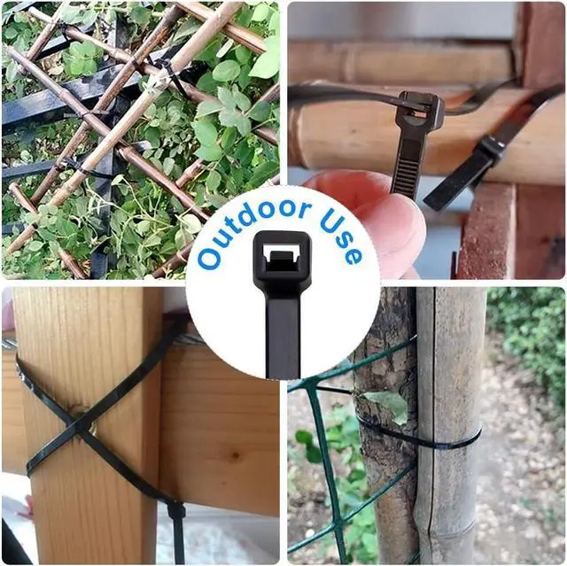 Alt view image 6 of 7 - FOR Zip Ties 8 inch Black Zip Ties 1000 Pack, Wire Ties with 50lb Tensile Strength, UV Resistant Cable Ties, Self-locking Plastic Ties for Indoor and Outdoor Use