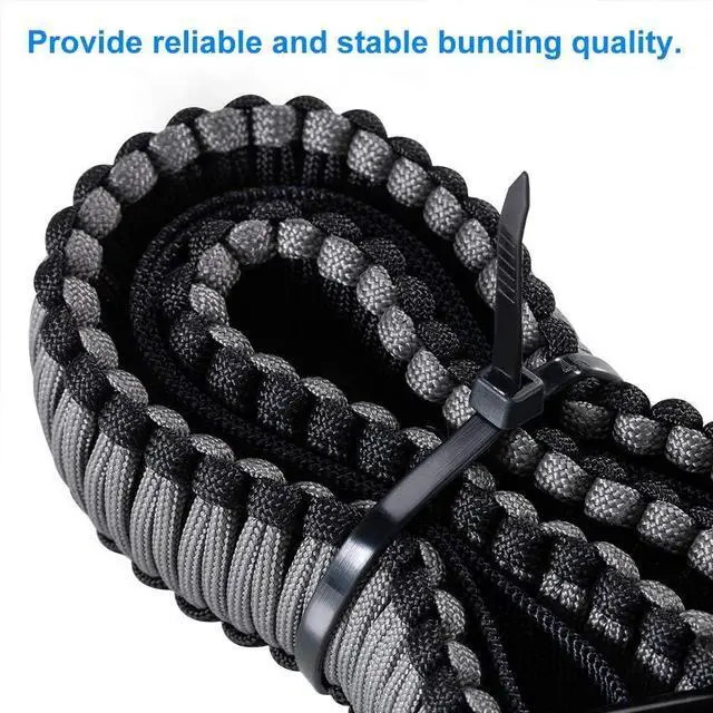 Alt view image 7 of 7 - FOR Zip Ties 8 inch Black Zip Ties 1000 Pack, Wire Ties with 50lb Tensile Strength, UV Resistant Cable Ties, Self-locking Plastic Ties for Indoor and Outdoor Use