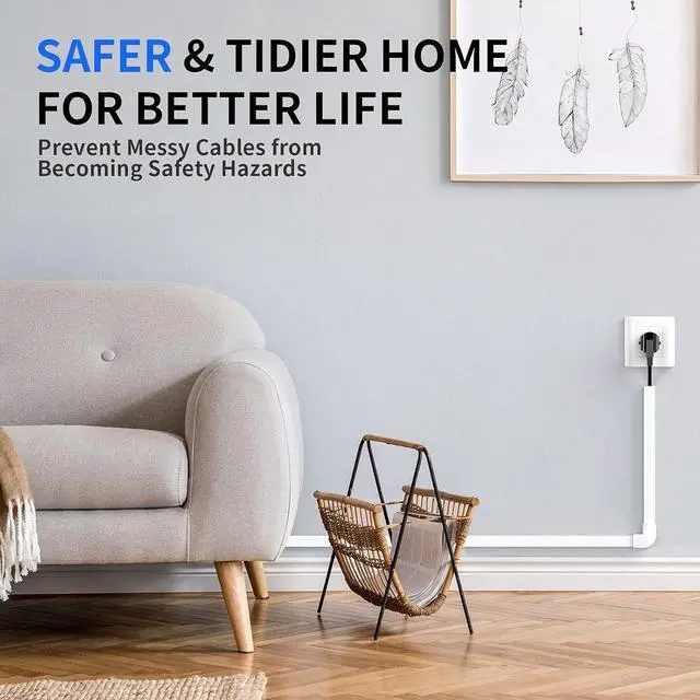 Alt view image 4 of 7 - Cable Hider, 315in Cord Covers for Wires on Wall, One-Cord Cord Hider, Paintable Wire Hiders Wire Covers for Cords, Cable Management for Hiding 1-2 Small Wires, 20x L15.7 W0.59 H0.40in, White