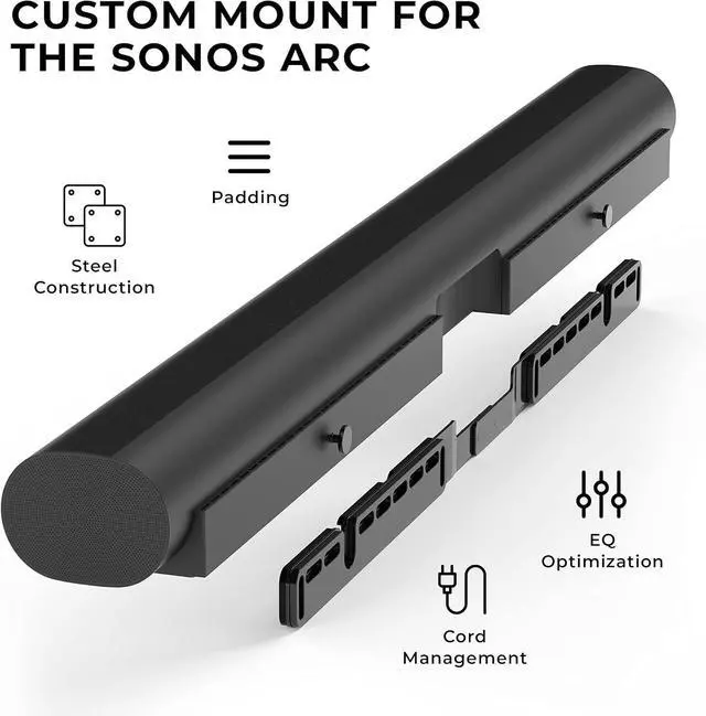 Alt view image 2 of 7 - FOR Wall Mount Compatible with Sonos Arc and Sonos Arc Ultra Sound Bar Only (Black), Mount on Wall Under TV, Floating Style, Hidden Design, Hardware Included