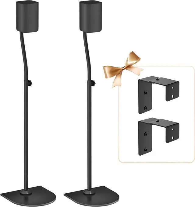 Main image of FOR Universal Surround Sound Speaker Stands Pair Height Adjustable Extend 33" to 42" for Samsung, Vizio, Bose, LG, Roku Small Rear Speakers and Most Satellite Surround Speaker Stands with Wall Bracket