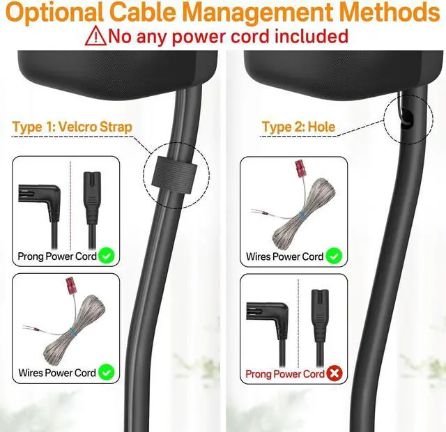 Alt view image 4 of 7 - FOR Universal Surround Sound Speaker Stands Pair Height Adjustable Extend 33" to 42" for Samsung, Vizio, Bose, LG, Roku Small Rear Speakers and Most Satellite Surround Speaker Stands with Wall Bracket