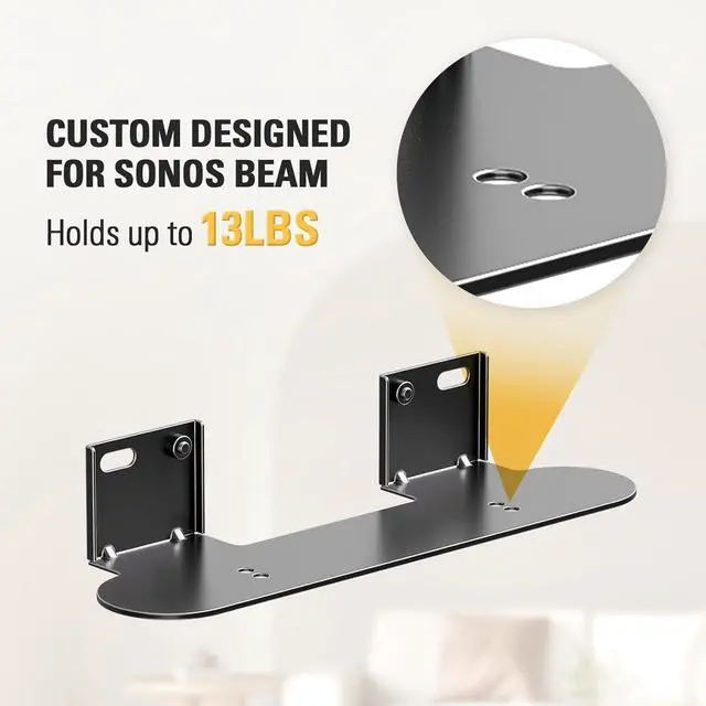 Alt view image 3 of 7 - forSoundbar Mount with Easy Access Design for SONOS Beam, SoundBar Bracket with Sliding Block Fits TV up to VESA 600x400mm, Compatible with The Beam Constructed of Duty Aluminum Profile