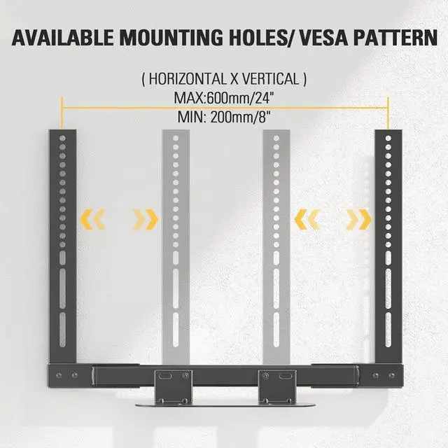 Alt view image 6 of 7 - forSoundbar Mount with Easy Access Design for SONOS Beam, SoundBar Bracket with Sliding Block Fits TV up to VESA 600x400mm, Compatible with The Beam Constructed of Duty Aluminum Profile