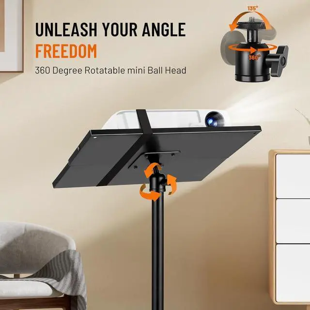 Alt view image 4 of 7 - Projector Tripod Adjustable Height: 35.4to 51.2In Foldable Heavy Duty 360 Rotatable Multiple Uses Stand for Studio, Outdoor, Movie, Stage, Home