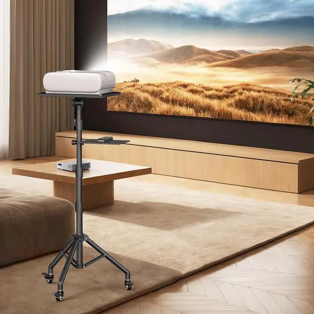 Alt view image 2 of 7 - FOR-Projector Stand Tripod on Wheels, Adjustable Height 31-56 Inches, Laptop Tripod Stand Rolling, Heavy Duty Projector Tripod Metal Construction, Multifunctional for Office & Home