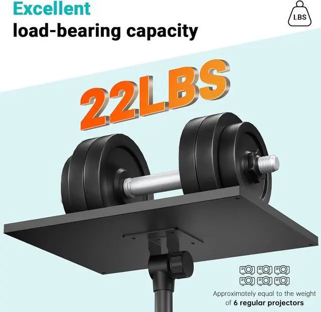 Alt view image 6 of 7 - FOR-Projector Stand Tripod on Wheels, Adjustable Height 31-56 Inches, Laptop Tripod Stand Rolling, Heavy Duty Projector Tripod Metal Construction, Multifunctional for Office & Home