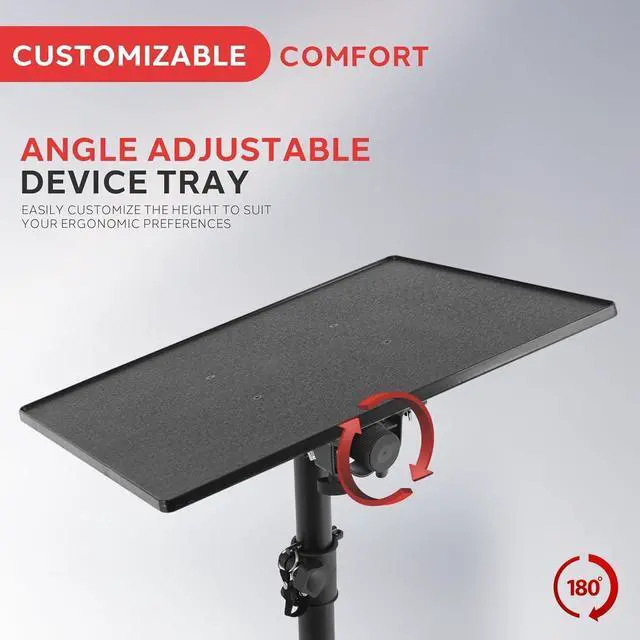 Alt view image 3 of 7 - Universal Projector Stand  Adjustable Tripod for Laptop, DJ Gear, Projectors  Heavy-Duty, Portable  Height Adjustable 28" to 46"  Ideal for Stage, Studio, Office, Events
