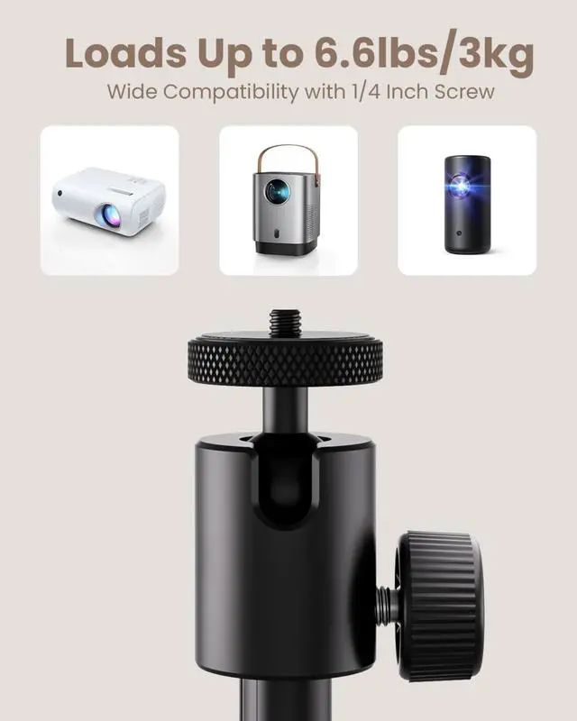 Alt view image 6 of 6 - Portable Projector Stand for Outside, 32" Adjustable Projector Stand Tripod for Home & Outdoor Movie Night, with 1/4" Screw Adapter, 360 ° Rotation Ball Head