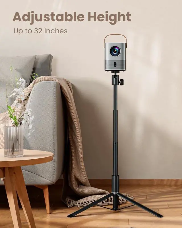 Alt view image 4 of 6 - Portable Projector Stand for Outside, 32" Adjustable Projector Stand Tripod for Home & Outdoor Movie Night, with 1/4" Screw Adapter, 360 ° Rotation Ball Head