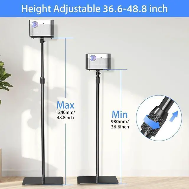 Alt view image 2 of 7 - Projector Stand 360°Swivel, Height Adjustable 36.6-48.8inch, Mini Projector Mount Bracket, Compatible with Home Office Video Vlog DVR Camera, PR001F