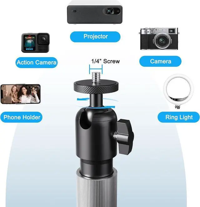 Alt view image 3 of 7 - FOR-Projector Stand Floor Projector Mount Stand 1/4 Screw with Heavy Base, Adjustable Height 33"-50",Arbitrary Angle Adjustment, for Living Room, Courtyard, Bedroom