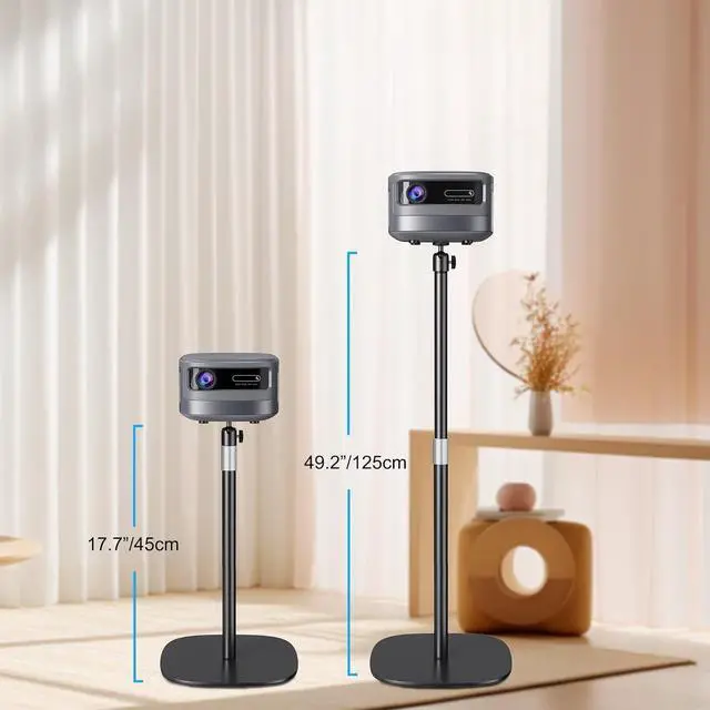 Alt view image 4 of 7 - FOR-Projector Stand Floor Projector Mount Stand 1/4 Screw with Heavy Base, Adjustable Height 33"-50",Arbitrary Angle Adjustment, for Living Room, Courtyard, Bedroom