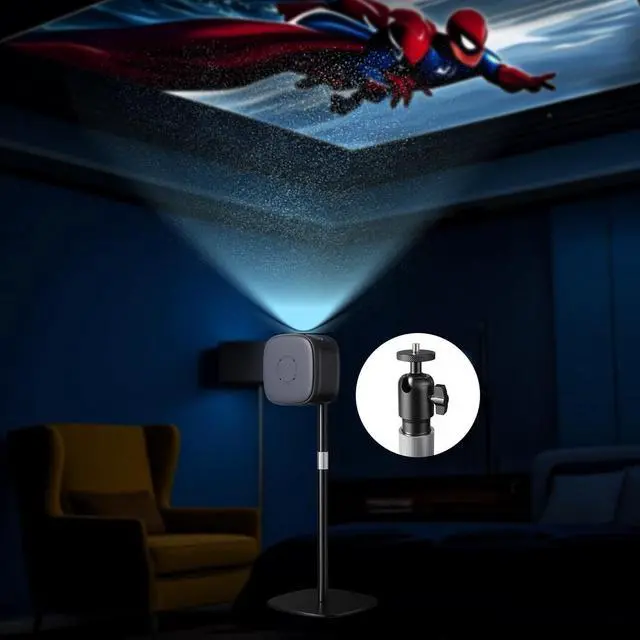 Alt view image 5 of 7 - FOR-Projector Stand Floor Projector Mount Stand 1/4 Screw with Heavy Base, Adjustable Height 33"-50",Arbitrary Angle Adjustment, for Living Room, Courtyard, Bedroom