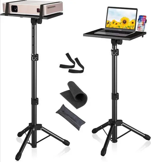 Main image of Projector Stand Tripod from 23.5" to 46.5" Adjustable Height, Laptop Tripod Stand with Gooseneck Phone Holder, Laptop Floor Stand for Office, Home, Stage, Studio Holder 1 Pack