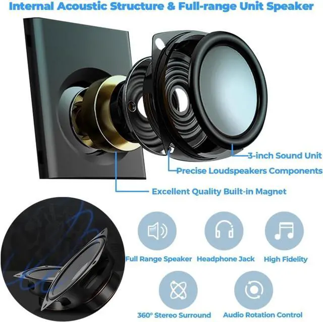 Alt view image 2 of 7 - forComputer Speaker, Compact Size Speaker with Headphone Jack, Enhanced Bass and Volume Control, Stereo 2.0 USB Powered 3.5mm Aux Multimedia Speakers for Laptop/Desktop/Tablets/Phone