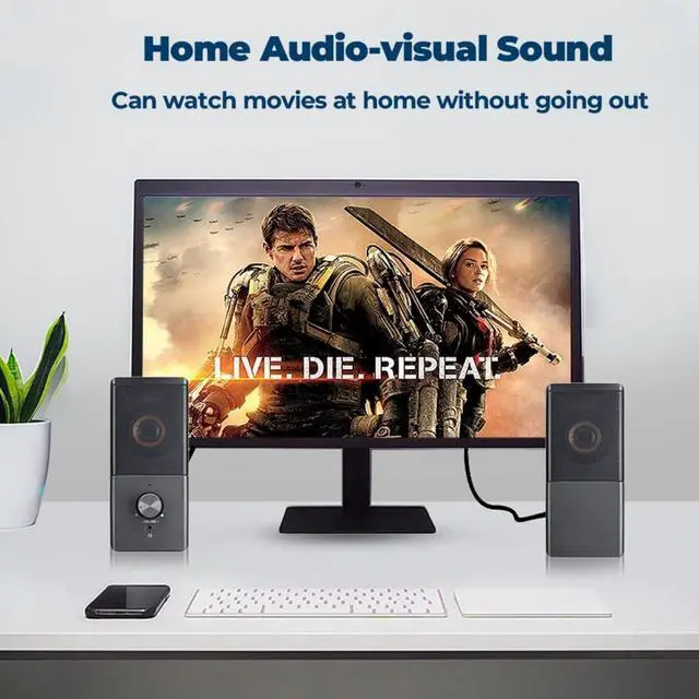 Alt view image 4 of 7 - forComputer Speaker, Compact Size Speaker with Headphone Jack, Enhanced Bass and Volume Control, Stereo 2.0 USB Powered 3.5mm Aux Multimedia Speakers for Laptop/Desktop/Tablets/Phone