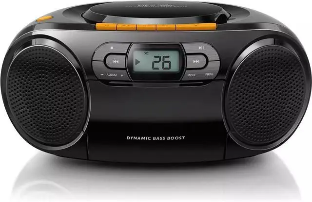 Main image of Portable CD Player Boombox - Portable MP3 Player and Cassette Tape Player, Boom Box Compact Stereo Sound System with Dynamic Bass Boost, Take Your Music Outside with USB HiFi Music Player