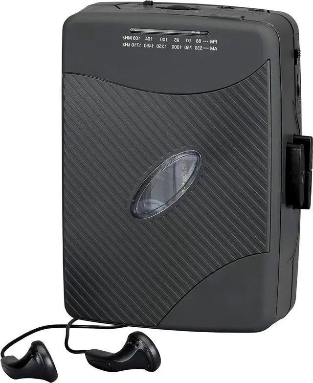 Main image of Portable Cassette Player, Simple Retro Compact Style with AM/FM Radio, Detachable Belt Clip, and Stereo Earbuds Included