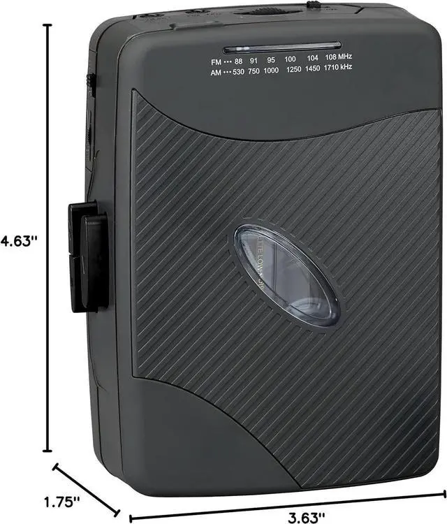 Alt view image 5 of 5 - Portable Cassette Player, Simple Retro Compact Style with AM/FM Radio, Detachable Belt Clip, and Stereo Earbuds Included