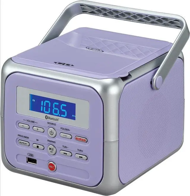Main image of for CD-660 Portable Stereo CD Player Boombox with Bluetooth | FM Radio | USB | Aux-in Headphone Jack | CD-R/RW MP3 Playback | (Lavender Purple)