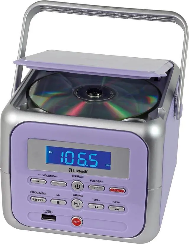 Alt view image 3 of 4 - for CD-660 Portable Stereo CD Player Boombox with Bluetooth | FM Radio | USB | Aux-in Headphone Jack | CD-R/RW MP3 Playback | (Lavender Purple)