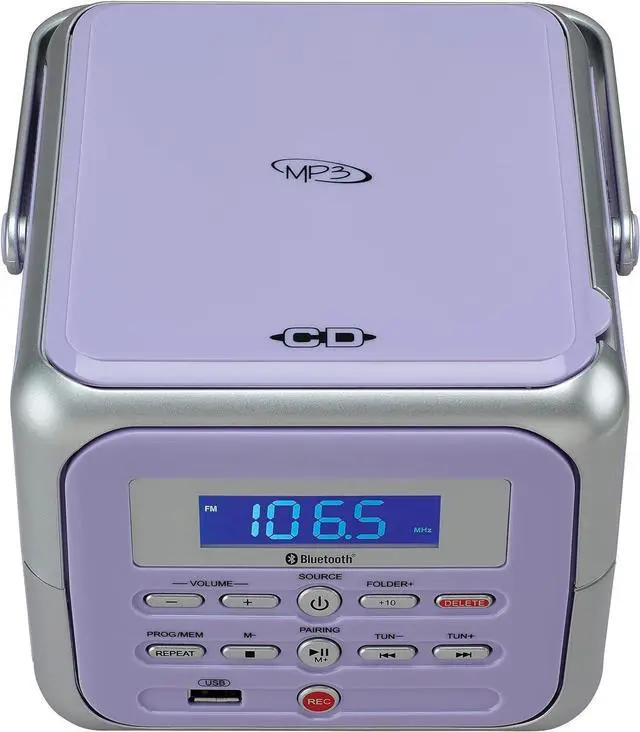 Alt view image 2 of 4 - for CD-660 Portable Stereo CD Player Boombox with Bluetooth | FM Radio | USB | Aux-in Headphone Jack | CD-R/RW MP3 Playback | (Lavender Purple)