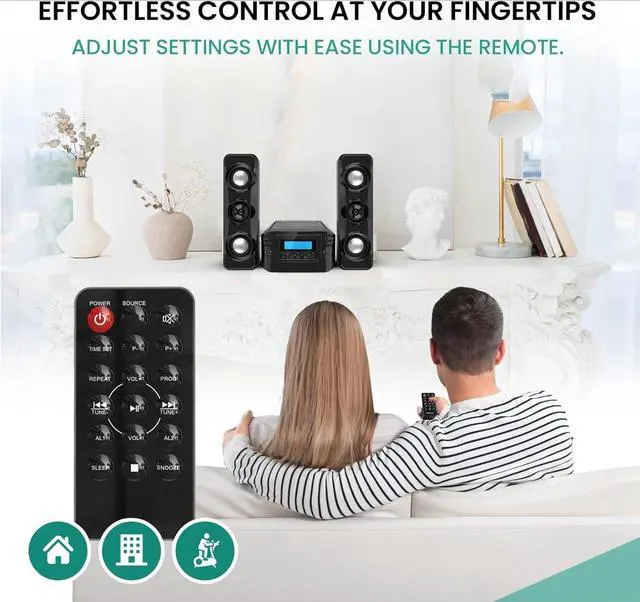 Alt view image 4 of 7 - FOR-Stereo Shelf Systems Compact CD Shelf System with Digital FM Stereo Radio, Bluetooth Wireless Technology, and Remote Control in Black | LCD Display | MP3 & AUX Port Compatible | USB Playback