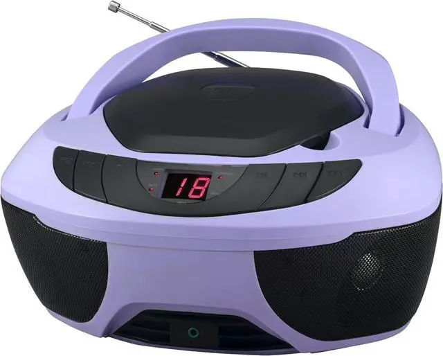 Main image of CD-475PL Portable Sport Stereo Boombox CD Player with AM/FM Radio and Aux Line-in & Headphone Jack (Lavender Purple)