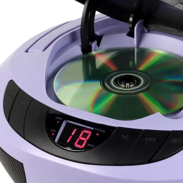Alt view image 3 of 5 - CD-475PL Portable Sport Stereo Boombox CD Player with AM/FM Radio and Aux Line-in & Headphone Jack (Lavender Purple)