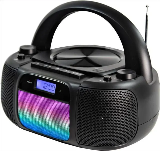 Main image of MD6972 Portable Top Loading CD Boombox with Digital AM/FM Stereo Radio, Color Changing Lights, and Bluetooth Wireless Technology | CD-R/CD-RW Compatible | LCD Display |