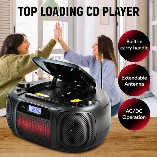 Alt view image 4 of 7 - MD6972 Portable Top Loading CD Boombox with Digital AM/FM Stereo Radio, Color Changing Lights, and Bluetooth Wireless Technology | CD-R/CD-RW Compatible | LCD Display |