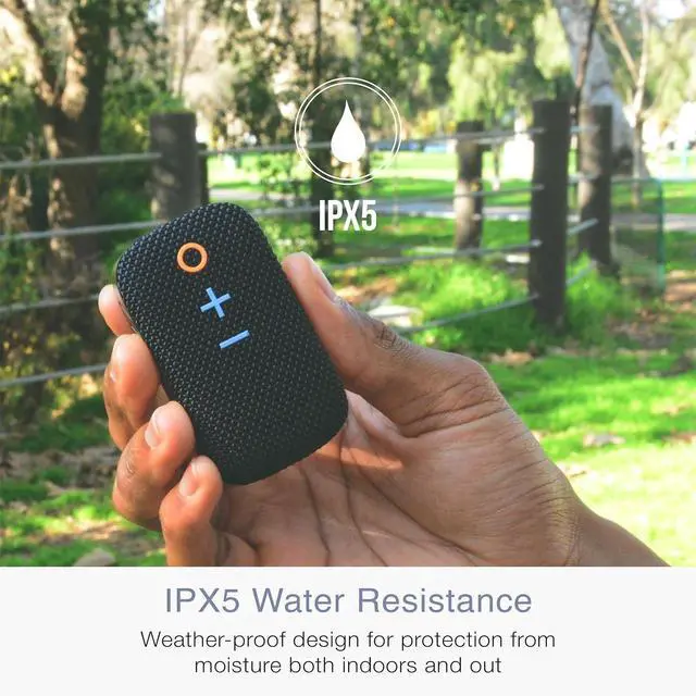 Alt view image 4 of 6 - Small Wearable Clip-on Bluetooth Speaker with IPX5 Water Resistance, Built-in Speakerphone with Microphone for Hands-Free Calls, Compact Design, Can Connect Up to 2 in Stereo (Black)