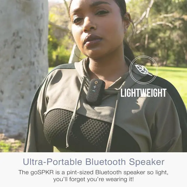 Alt view image 2 of 6 - Small Wearable Clip-on Bluetooth Speaker with IPX5 Water Resistance, Built-in Speakerphone with Microphone for Hands-Free Calls, Compact Design, Can Connect Up to 2 in Stereo (Black)