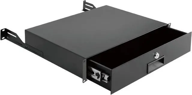 Main image of 2U Rack Drawer,Rack Mount Drawer for 19in Network Equipment/Server/AV Rack or Cabinet Enclosure,Sliding and Lockable Server Rack Drawer - Load-Bearing 44lb (20kg),with Cable Management Holes