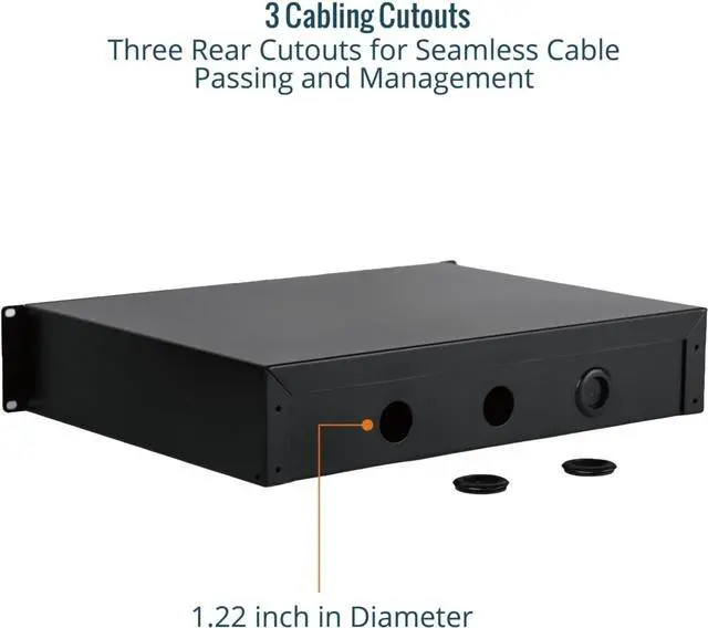 Alt view image 5 of 7 - 2U Rack Drawer,Rack Mount Drawer for 19in Network Equipment/Server/AV Rack or Cabinet Enclosure,Sliding and Lockable Server Rack Drawer - Load-Bearing 44lb (20kg),with Cable Management Holes